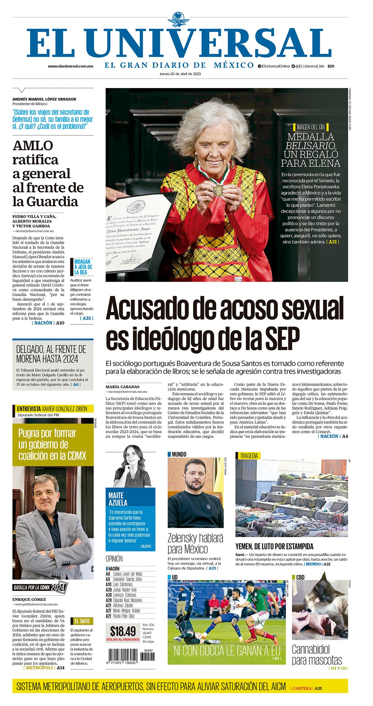 Portada impresa 20 de abril de 2023