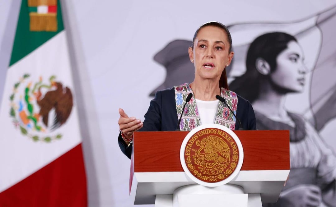 Presidenta Claudia Sheinbaum durante la “Mañanera del Pueblo” del 2 de julio de 2026 en Palacio Nacional. Foto: Diego Simón Sánchez/ EL UNIVERSAL
