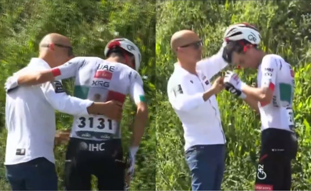 Isaac Del Toro se retira de la Itzulia tras sufrir una dolorosa caída. FOTO: Capturas de video