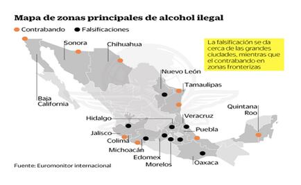 Ilegal, hasta 43% de bebidas destiladas
