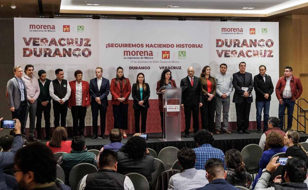Conferencia de prensa en donde Luisa María Alcalde confirmó la alianza entre el partido verde y PT para las elecciones locales de Durango y Veracruz del próximo año. Foto: Yaretzy M. Osnaya/EL UNIVERSAL