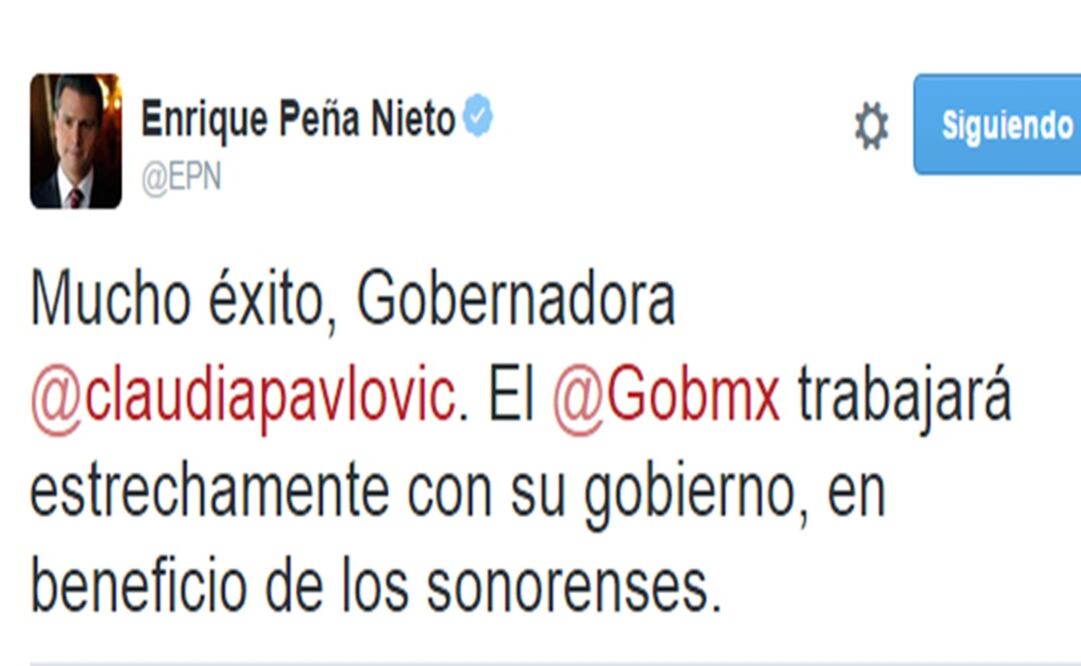 EPN felicita a Claudia Pavlovich, gobernadora de Sonora