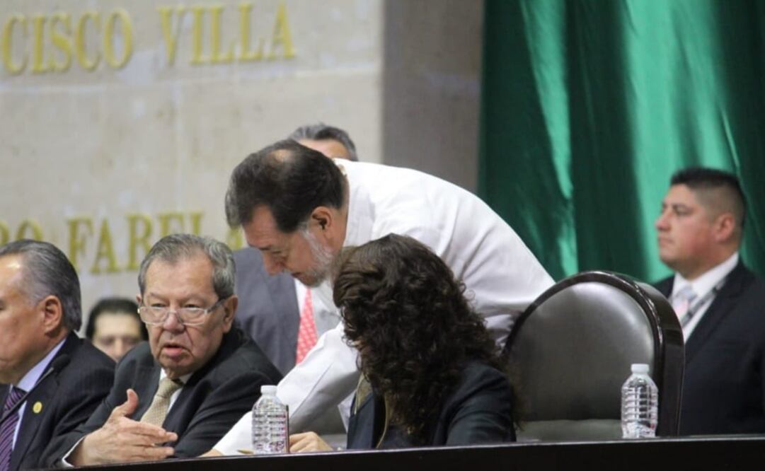 Porfirio Muñoz Ledo y Gerardo Fernández Noroña durante sesión de la 64 Legislatura (TOMADA DE TWITTER @fernandeznorona)
