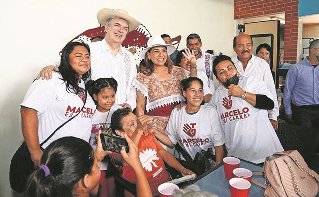 Marcelo Ebrard acompañó a Mara Lezama en un mitin en Cancún. FOTOS: ESPECIALES