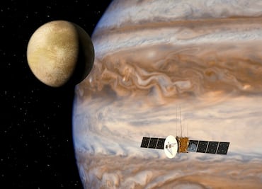 Una animación muestra la trayectoria para llegar a las lunas de Júpiter