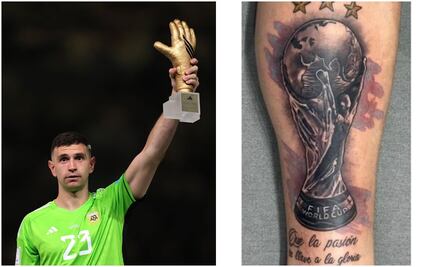 Dibu Martínez presume su nuevo tatuaje de la Copa del Mundo