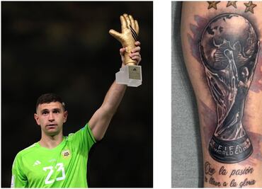 Dibu Martínez presume su nuevo tatuaje de la Copa del Mundo