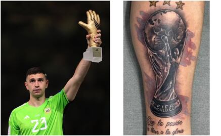 Dibu Martínez presume su nuevo tatuaje de la Copa del Mundo