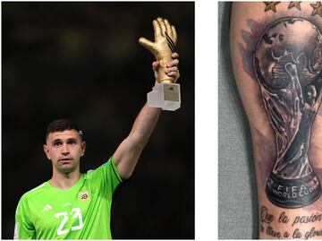 Dibu Martínez presume su nuevo tatuaje de la Copa del Mundo