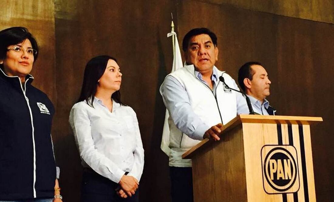 Oscar Sánchez Juárez, presidente estatal del PAN, cantó triunfo en Atizapán de Zaragoza y ventaja de 4% en municipios como Huixquilucan, Tlanepantla, Cuautitlán Izcalli, así como en Toluca. FOTO: Rebeca Jiménez