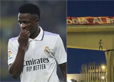 VIDEO: Muñeco de Vinicius aparece colgado en un puente de Madrid