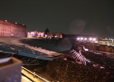 Colapsa estructura sobre Templo Mayor tras caída de granizo y fuertes lluvias