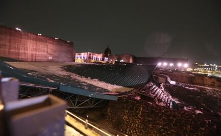 Colapsa estructura sobre Templo Mayor tras caída de granizo y fuertes lluvias