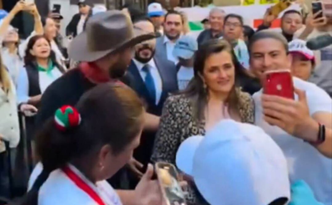 Ministra Margarita Ríos Farjat acude a campamento de trabajadores del Poder Judicial. Foto: Captura de pantalla