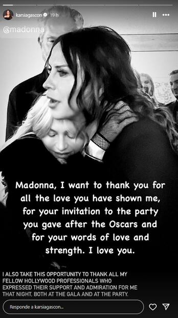 La publicación de la actriz Karla Sofía Gascón sobre Madonna.