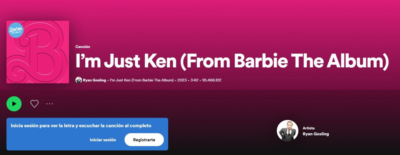 Ryan Gosling para Barbie. Foto: Captura de pantalla