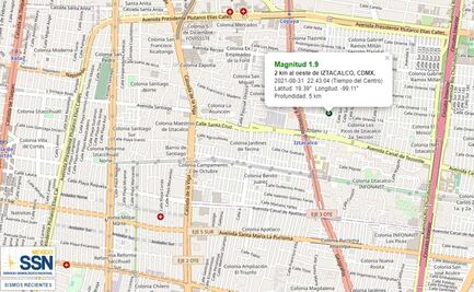 Se registra microsismo de magnitud 1.9 en Iztacalco