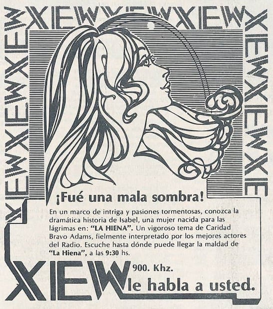 Anuncio para versión radiofónica de “La Hiena”, 1982, para la XEW. Foto: Hemeroteca EL UNIVERSAL.