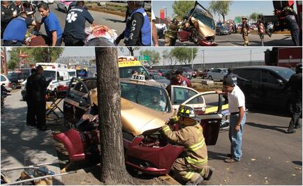 Choca taxi en Circuito Interior; hay tres heridos