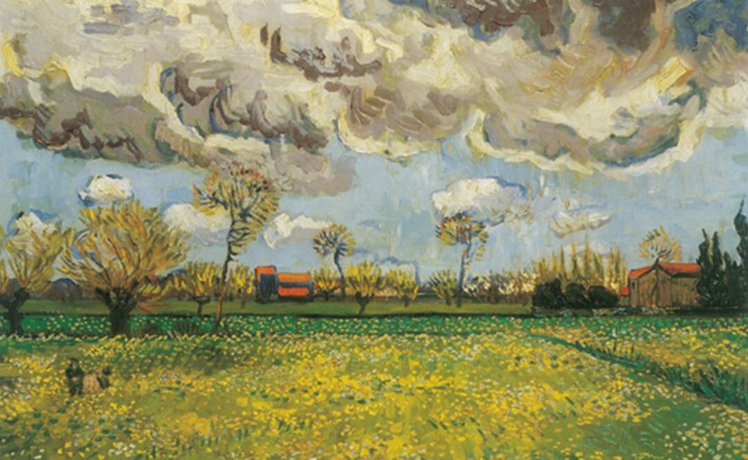 “Paysage sous un ciel mouvementé” (1889) ofrece la vista de Van Gogh de las praderas de Arlés bajo un turbio cielo. (FOTO: especial)