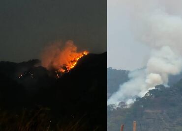 Incendio forestal en Tepoztlán no cesa; Sedena envía helicóptero de apoyo