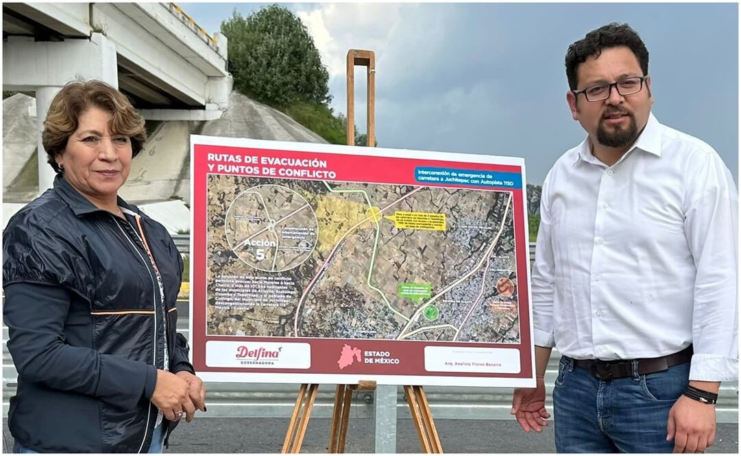 Delfina Gómez verifica rutas de evacuación del volcán: Foto: Especial