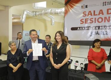 Entregan constancia de mayoría a Cruz Pérez Cuellar como alcalde electo de Ciudad Juárez, Chihuahua