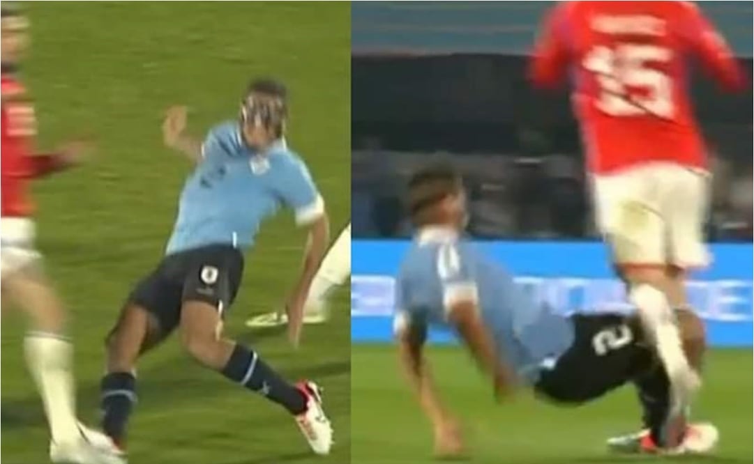 La dura entrada de Sebastián Cáceres a Diego Valdés - Foto: Especial