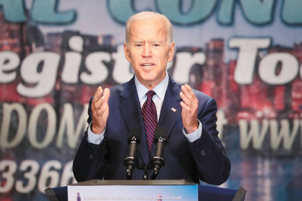 Precandidato. Joe Biden, exvicepresidente estadounidense, ayer durante un evento en Chicago, Illinois. Foto: SCOTT OLSON. AFP