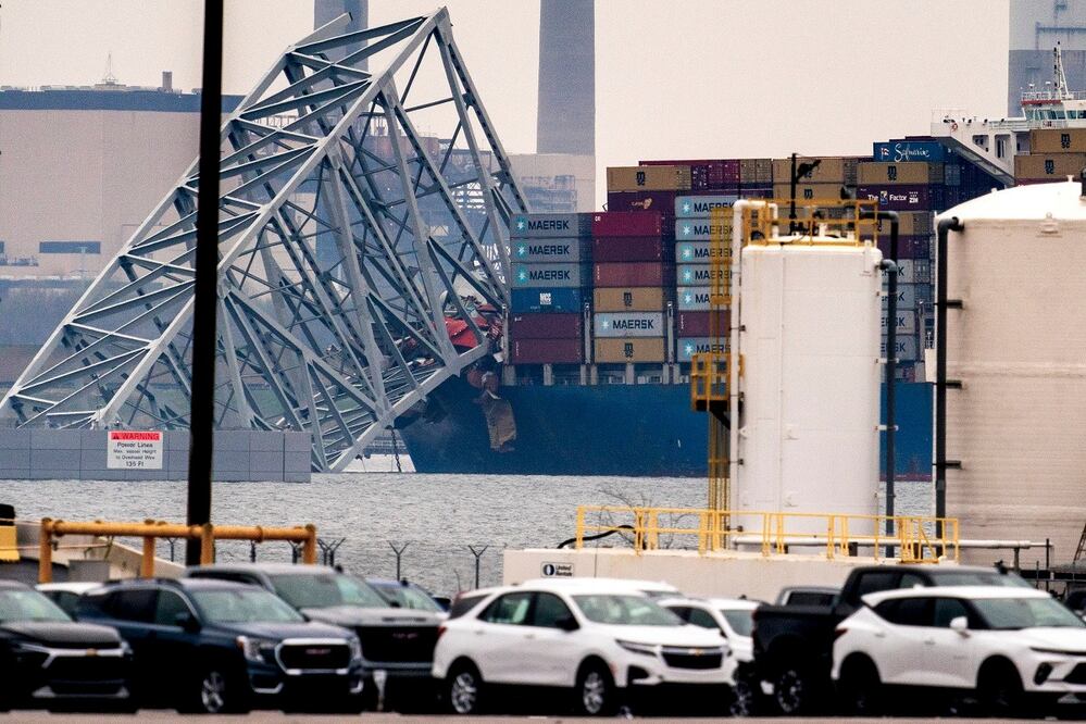El carguero de bandera de Singapur Dali se estrelló contra el derruido puente Francis Scott Key en el río Patapsco, cerca de Baltimore, Maryland. FOTO: EFE/Archivo