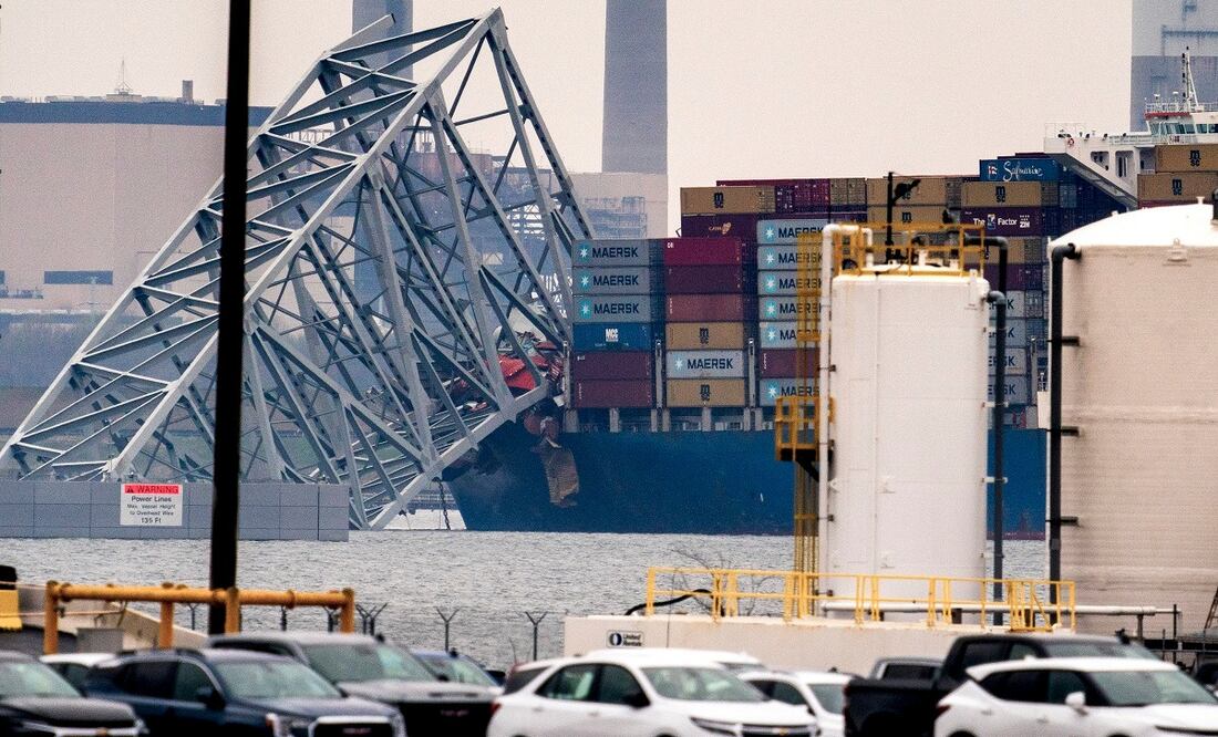 El carguero de bandera de Singapur Dali se estrelló contra el derruido puente Francis Scott Key en el río Patapsco, cerca de Baltimore, Maryland. FOTO: EFE/Archivo