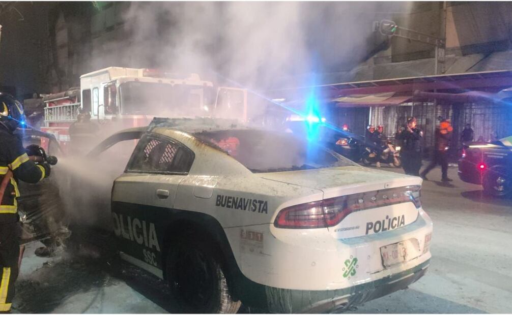 Sujeto incendia patrulla durante El Buen Fin. Foto: Especial