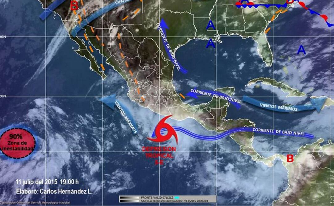El fenómeno se ubica frente a las costas de Oaxaca y Guerrero./Tomada de Twitter