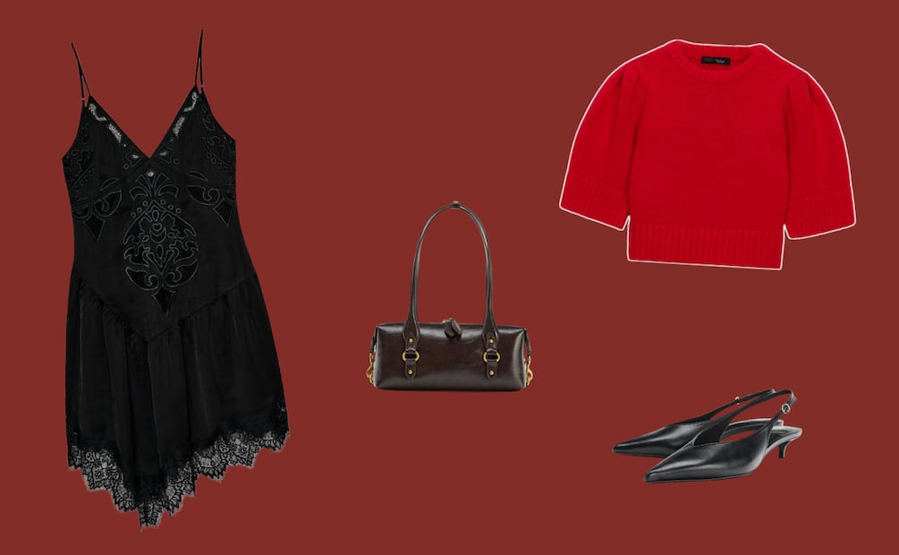Negro, encaje y transparencias: cuando San Valentín se siente más elegante que romántico. Foto: Zara, Mango