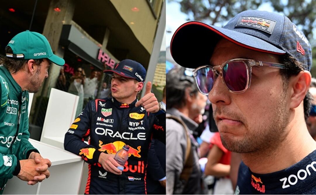 Fernando Alonso, Max Verstappen y Checo Pérez - Foto: Especial