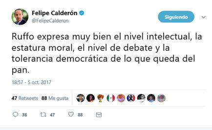 Dicho de Ruffo sobre pus refleja el nivel del PAN: Calderón