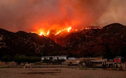 Bomberos de California combaten incendio al este de Los Ángeles