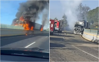 Cierran la autopista México-Cuernavaca por incendio de tráiler cargado con aerosoles VIDEO