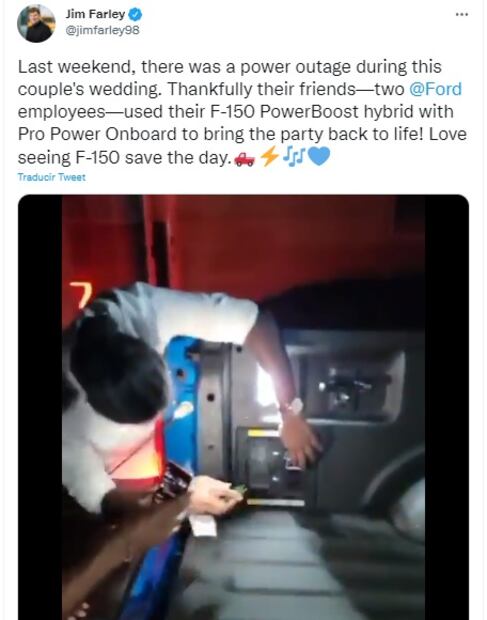 Ford F-150 salva de un apagón a una boda gracias a su generador integrado