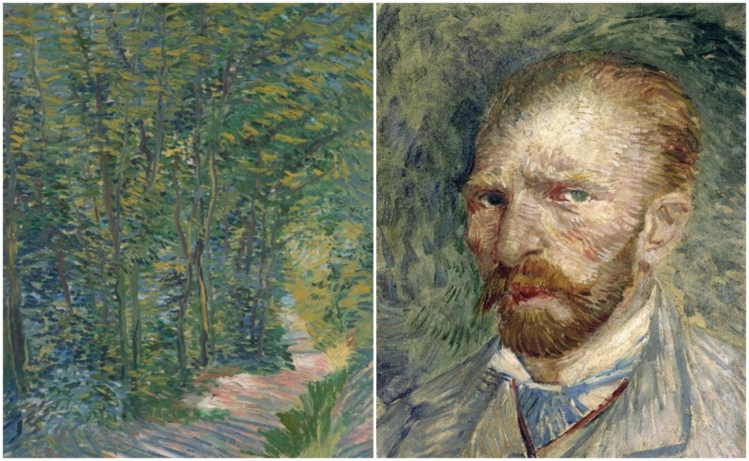 Foto: "Camino en el bosque", tomado de Twitter / Museo Van Gogh (izq) y "Autorretrato", fotografía facilitada por el Museo Kröller-Müller a EFE (der.)
