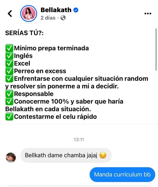 Estos son los requisitos para trabajar con Bellakath. Foto: Redes sociales