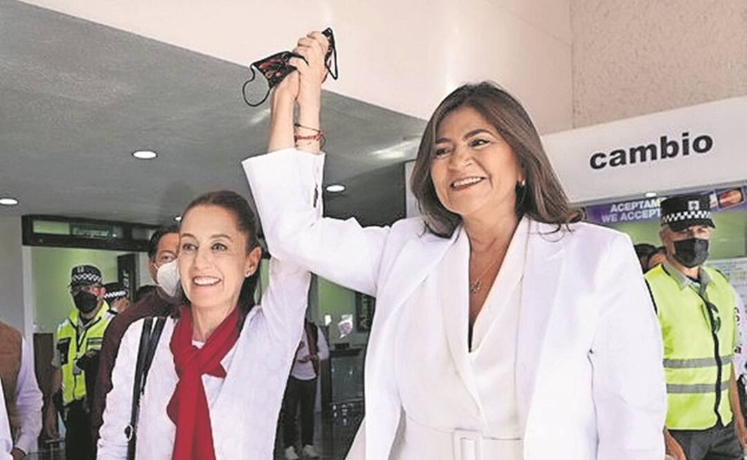 Claudia Sheinbaum y Nora Ruvalcaba, candidata a la gubernatura de Aguascalientes. Foto: Especial