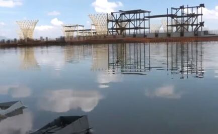 Así luce el NAIM de Texcoco tras inundarse