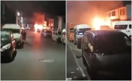 Presuntos extorsionadores incendian camioneta de pasajeros en Naucalpan