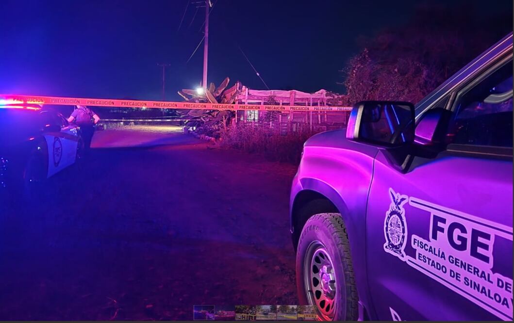 Autoridades judiciales que llegaron al sitio del triple homicidio en las afueras de Culiacán recolectaron evidencias y testimonios. Foto: especial