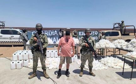 Decomisan 838 kilos de metanfetamina en estado sólido y 740 litros en estado líquido en Sonora; hay un detenido