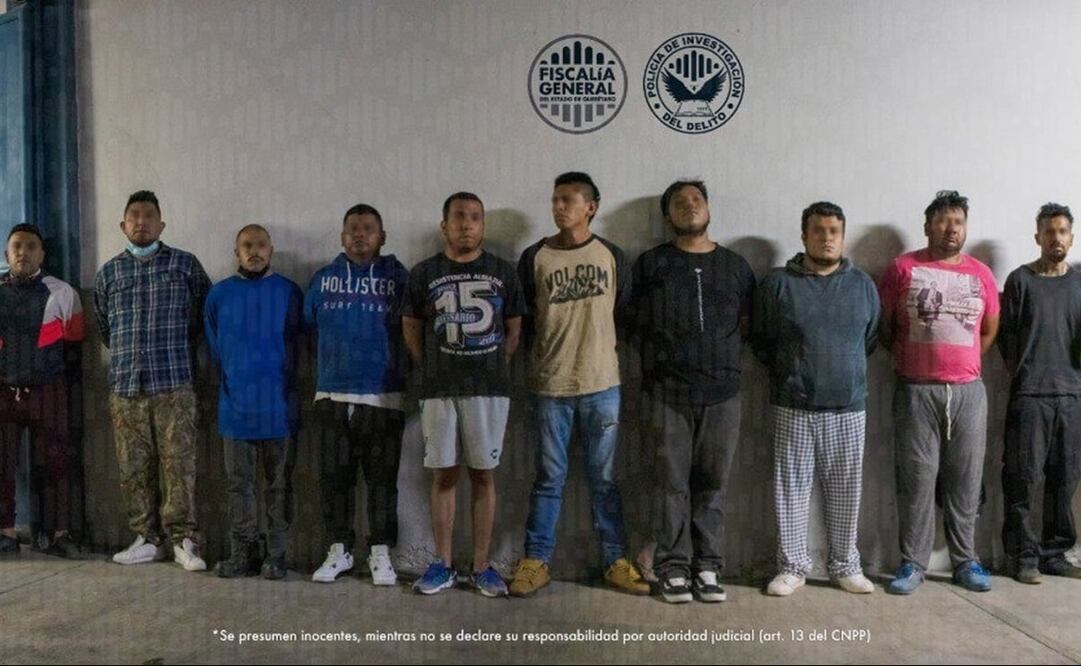 Los primeros 10 detenidos por la Fiscalía General de Querétaro tras lo ocurrido el sábado en Querétaro - FOTO: Cortesía