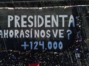 “Presidenta, ¿ahora sí nos ve?”; dibujan en el Zócalo rancho de Teuchitlán, esta es la vista aérea