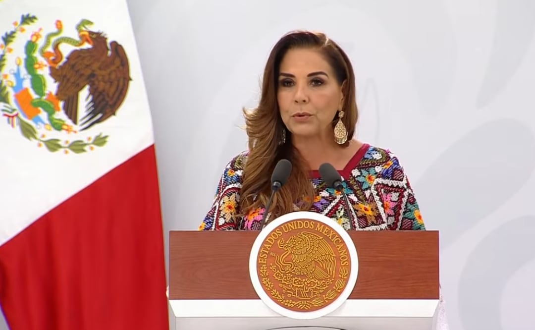 Gobernadora de Quintana Roo, Mara Lezama durante la conferencia matutina de la presidenta Claudia Sheinbaum (20/03/2026). Foto: Captura de pantalla