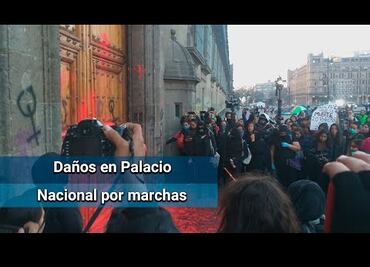 Personal del INAH inicia evaluación de daños en la Puerta Mariana de Palacio Nacional